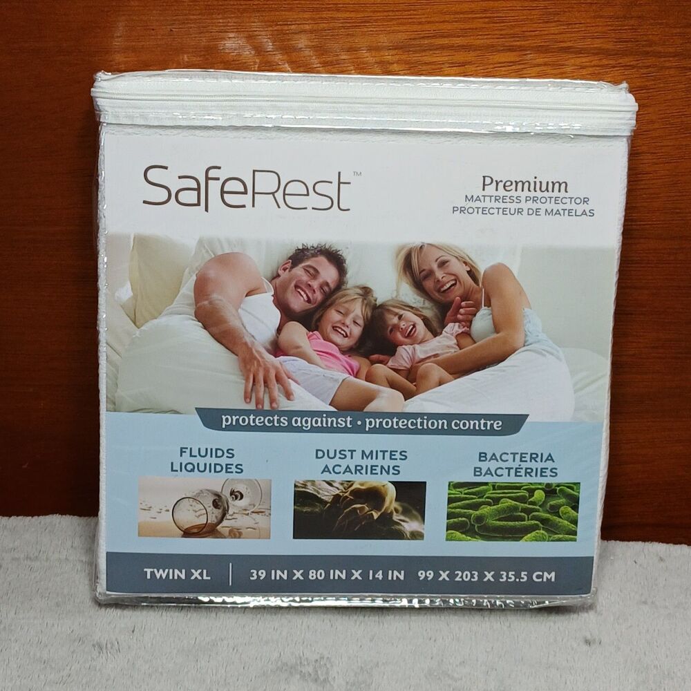 NIB SafeRest Twin XL Mattress Protector Waterproof Hypoallergenic Wellness Cover
